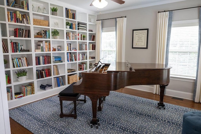 295 River Wind Dr, North Augusta, SC 29841 - sitting room featuring crown molding, ceiling fan, and wood finished floors