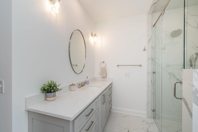 295 River Wind Dr, North Augusta, SC 29841 - full bathroom with marble look tile flooring, vanity, and a marble finish shower