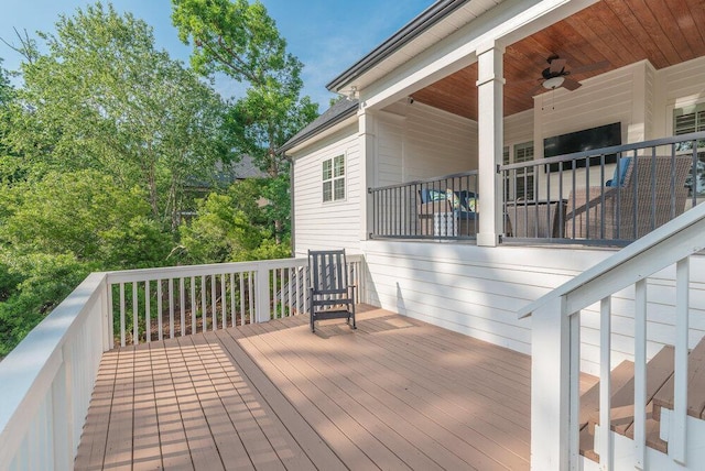 295 River Wind Dr, North Augusta, SC 29841 - wooden deck featuring ceiling fan