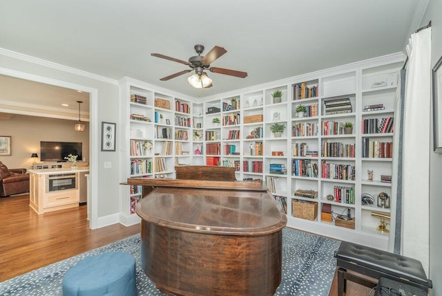 295 River Wind Dr, North Augusta, SC 29841 - sitting room featuring wood finished floors, ceiling fan, and ornamental molding