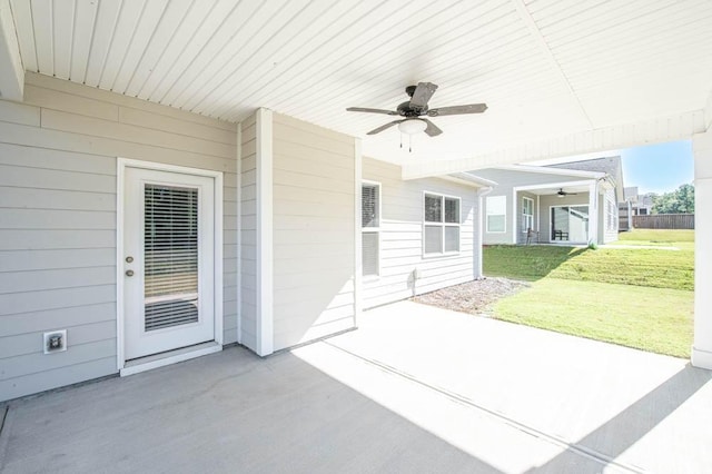 view of patio / terrace featuring ceiling fan