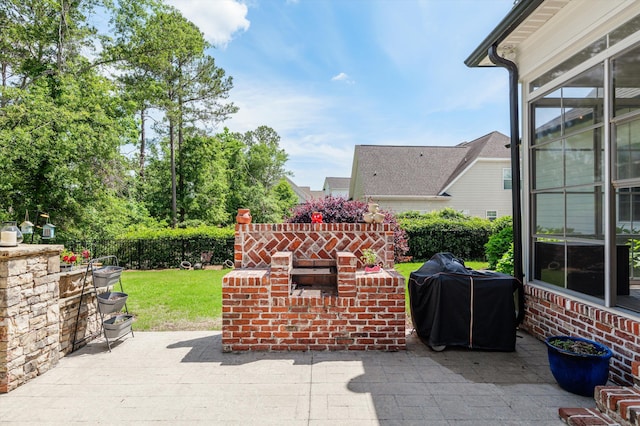 view of patio with area for grilling