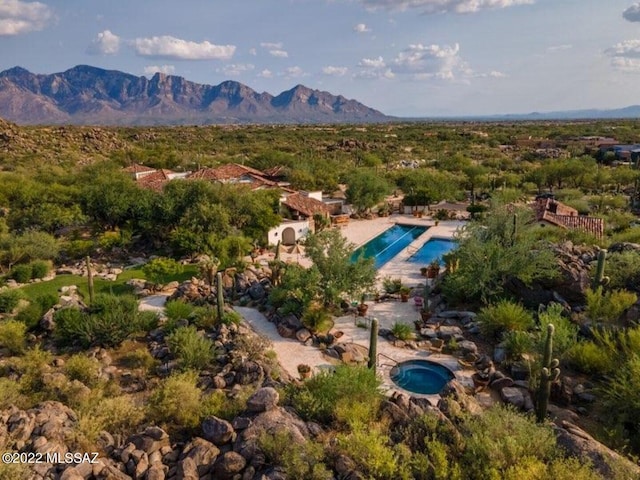 aerial view featuring a mountain view