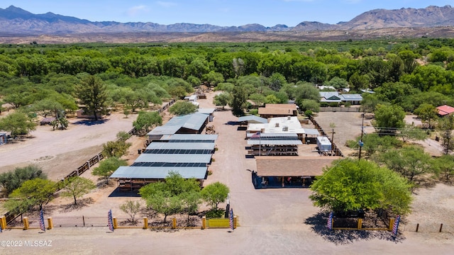 birds eye view of property featuring a mountain view