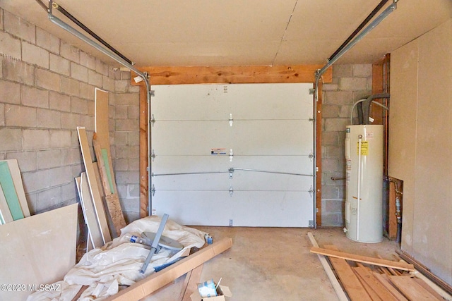 garage featuring electric water heater