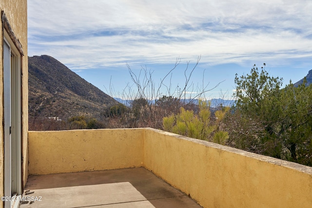 view of patio featuring a mountain view