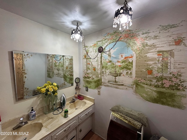 bathroom featuring double vanity