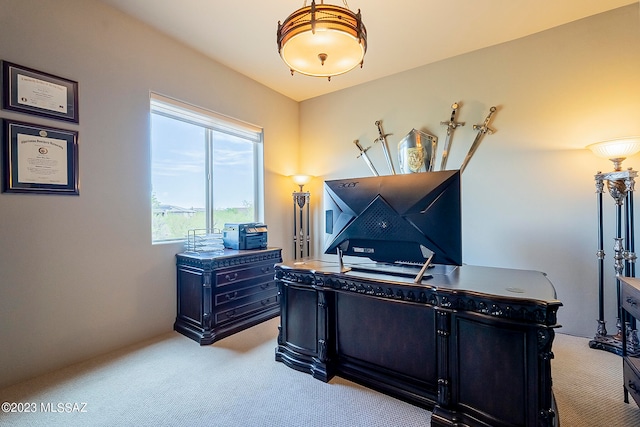 view of carpeted office space