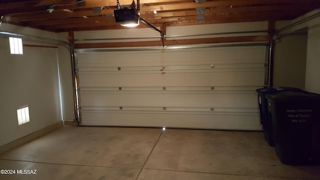 garage with a garage door opener