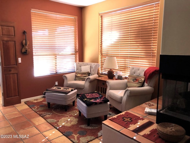 view of tiled living room