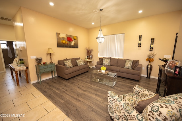 living room with hardwood / wood-style floors