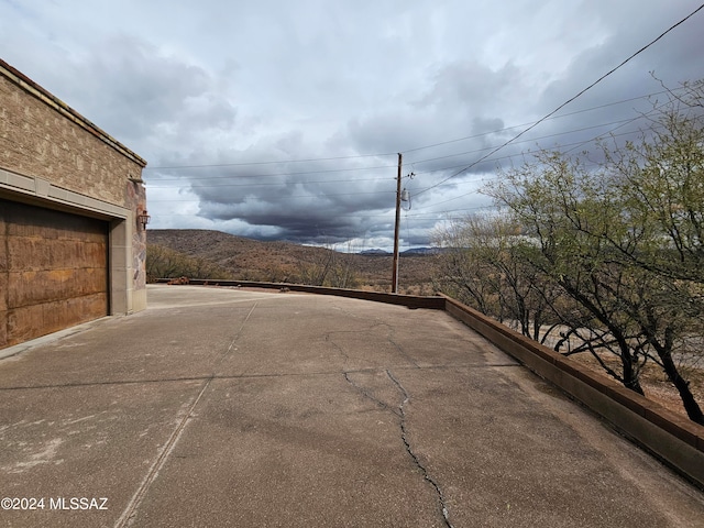 exterior space featuring a mountain view