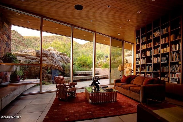 interior space featuring a mountain view