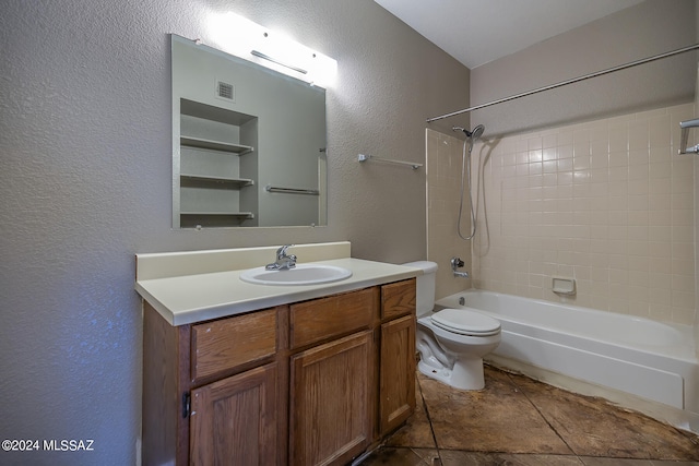 full bathroom with vanity, toilet, and tub / shower combination