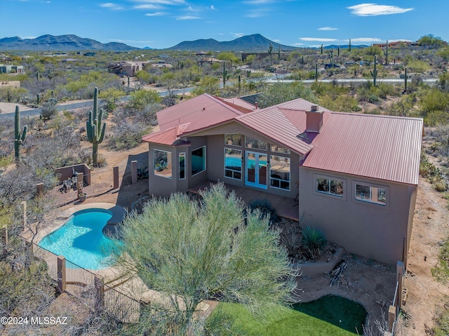 8656 S Sun Bar Ranch Pl, Vail, AZ 85641 - aerial view of property and surrounding area featuring a mountain backdrop and a pool