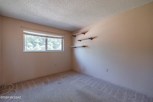 carpeted spare room with a textured ceiling