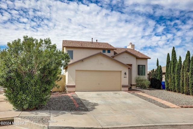 view of front of house with a garage