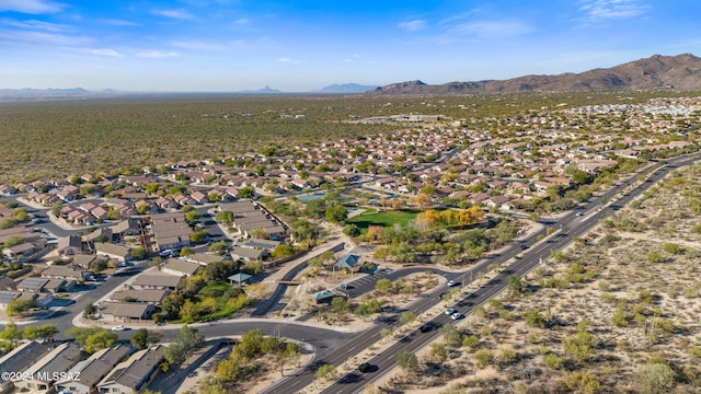 drone / aerial view featuring a mountain view