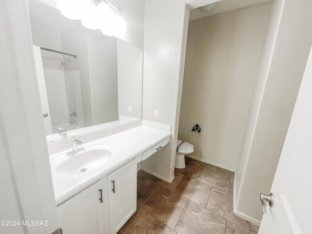 full bathroom with vanity, toilet, and shower / bathtub combination