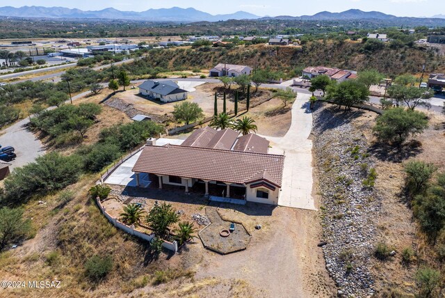 aerial view with a mountain view