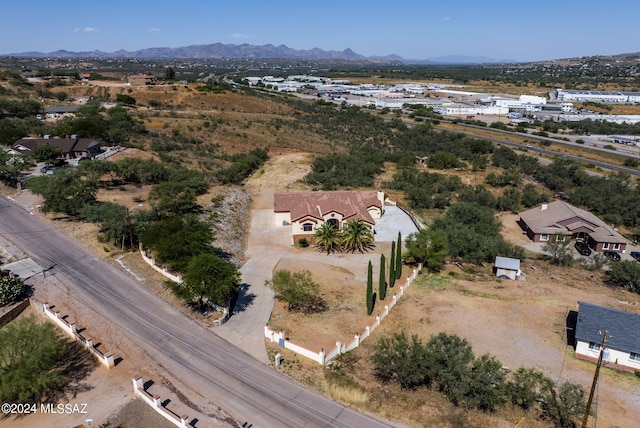 bird's eye view with a mountain view