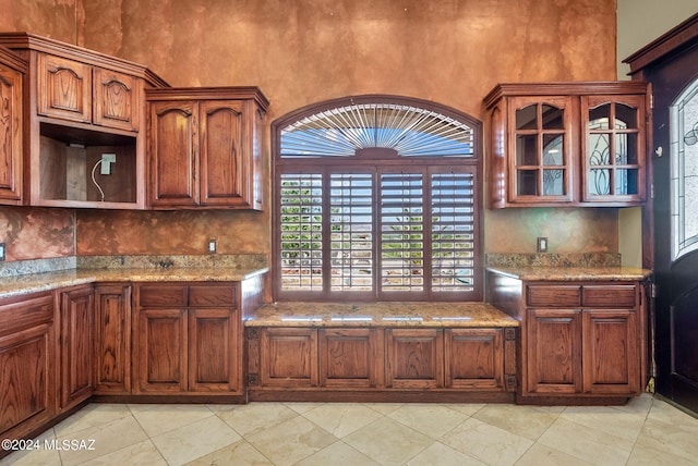 kitchen with light stone counters