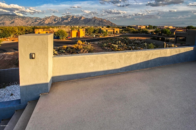 exterior space featuring a mountain view