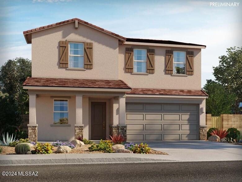 view of front of property featuring a garage