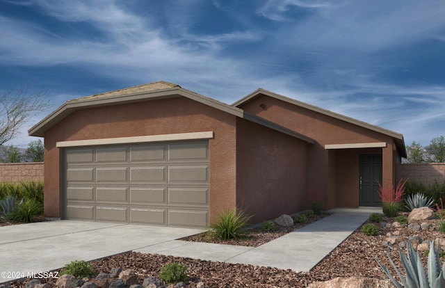 ranch-style home with a garage