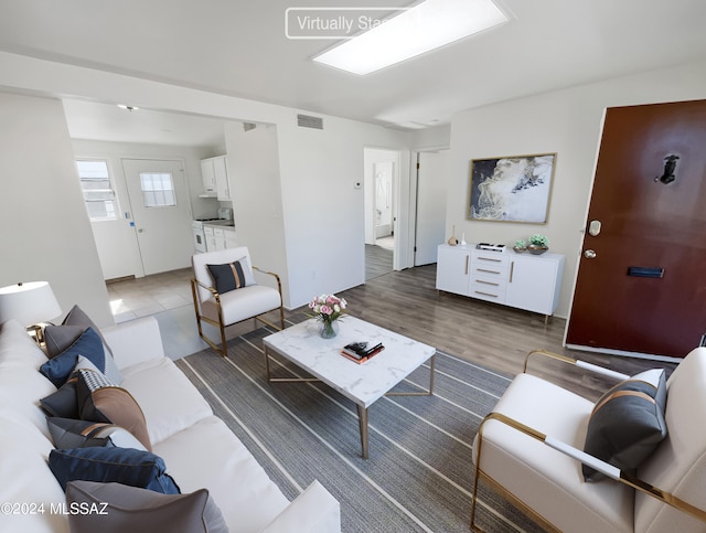 view of tiled living room