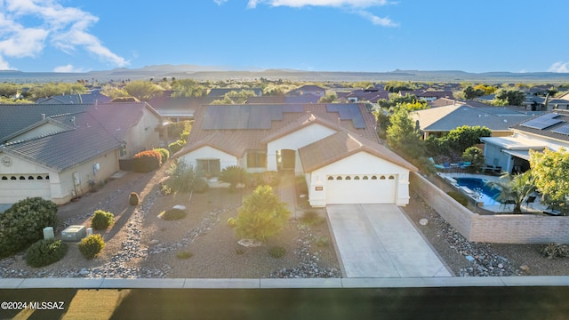 drone / aerial view with a mountain view