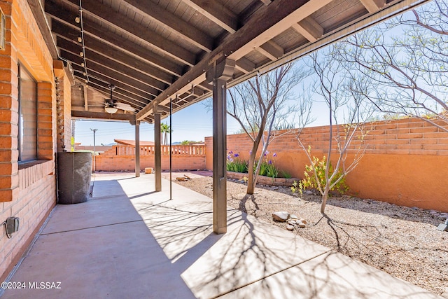 view of patio / terrace with ceiling fan