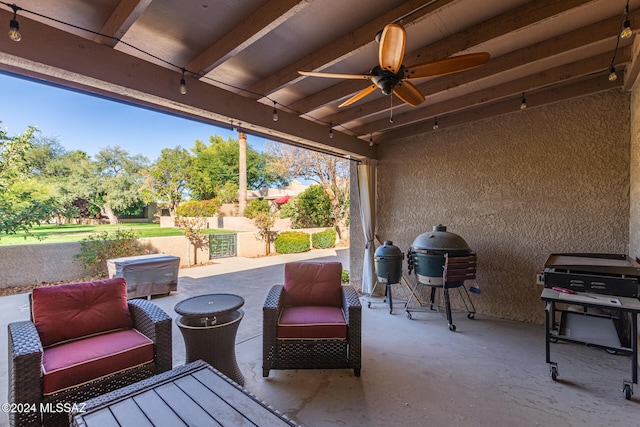 view of patio / terrace featuring grilling area and ceiling fan