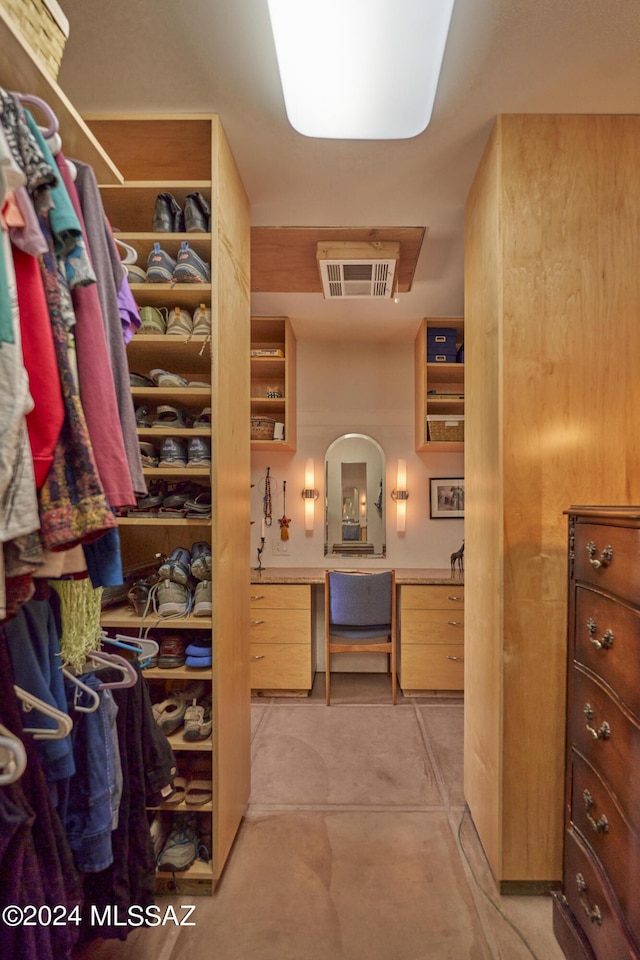 spacious closet with visible vents