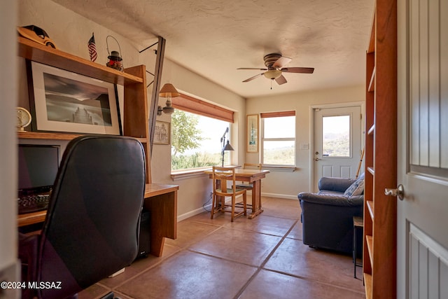 home office featuring ceiling fan