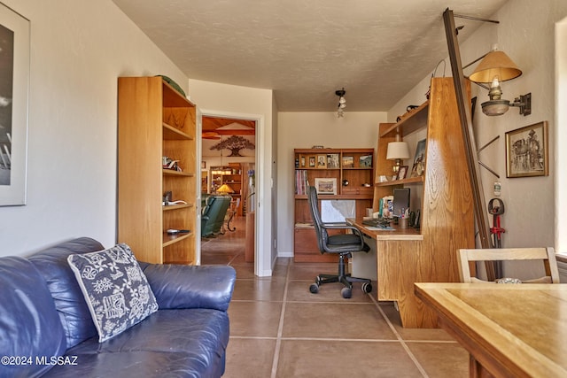 tiled office space with built in study area