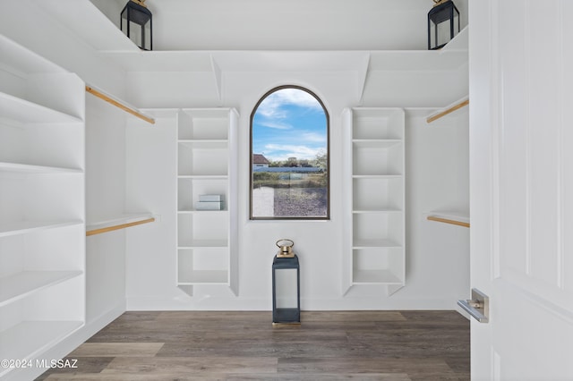 spacious closet with wood finished floors