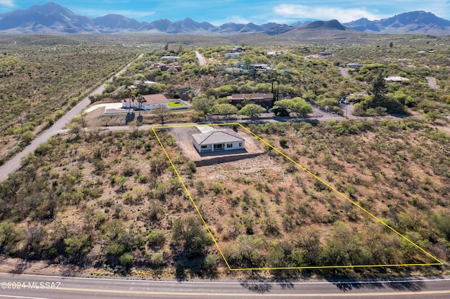 aerial view with a mountain view