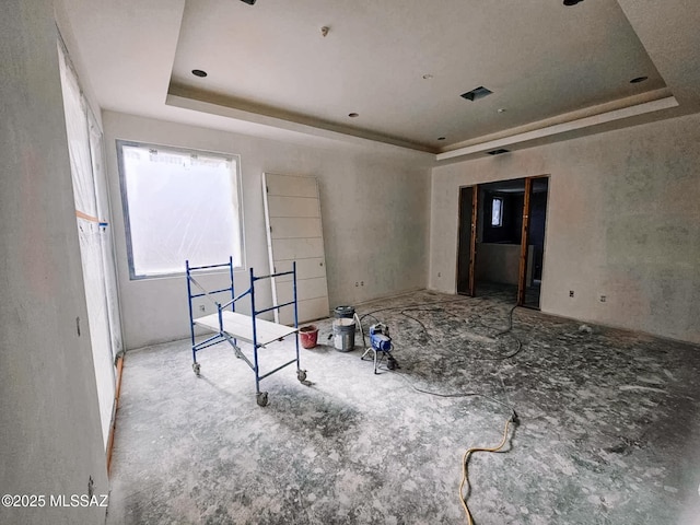 bedroom featuring a tray ceiling