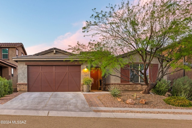 view of front facade featuring a garage