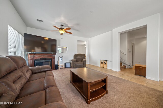 view of tiled living room