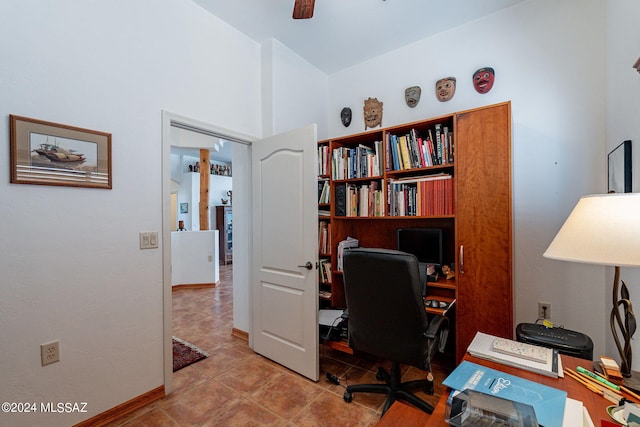 office space with tile floors