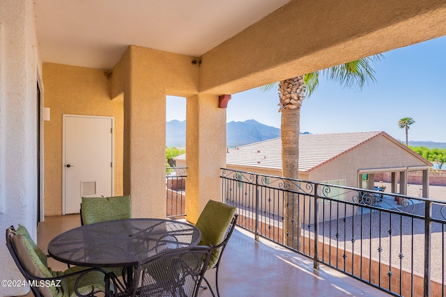 balcony with a mountain view