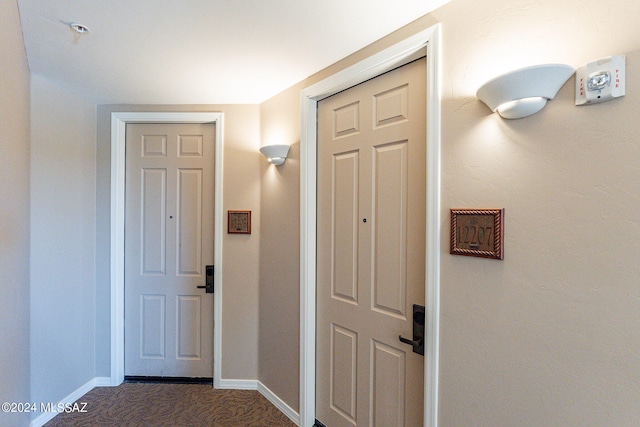 corridor with carpet floors