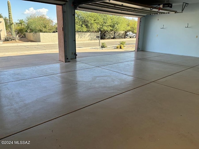 garage with a garage door opener