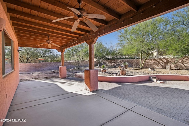 view of patio / terrace featuring ceiling fan