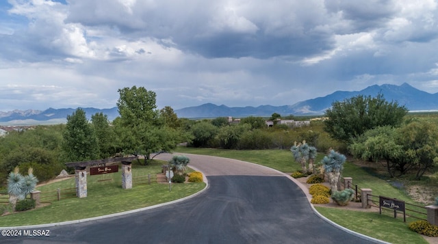 view of street featuring a rural view and a mountain view