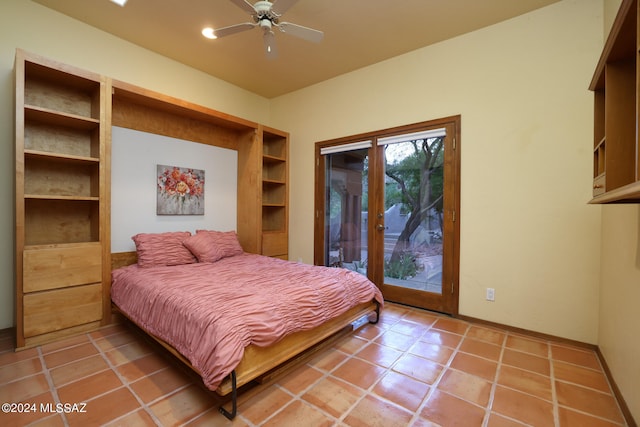 tiled bedroom with access to outside