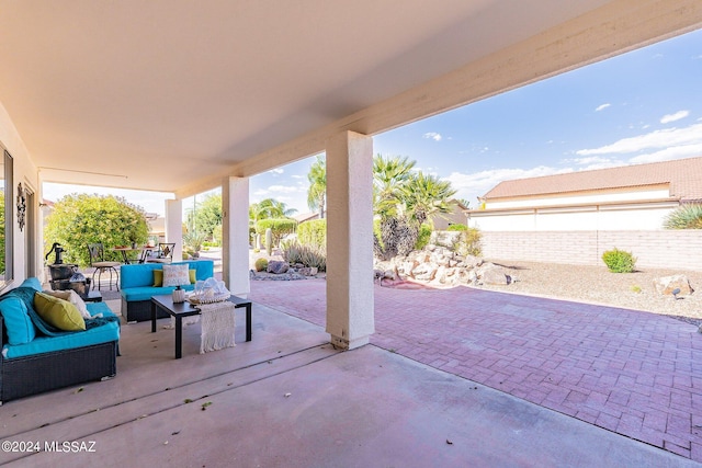 view of patio featuring an outdoor hangout area