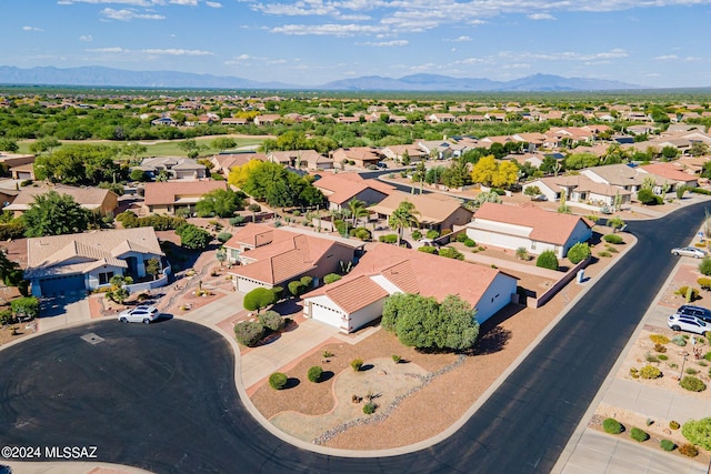 bird's eye view with a mountain view and a residential view